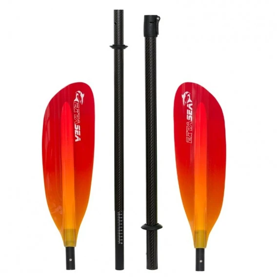 ExtaSea Pro Tour Carbon Vario Doppelpaddel | 220-240cm | 4-teilig | Red-yellow 4 ExtaSea Pro Tour Carbon Vario Doppelpaddel | 220-240cm | 4-teilig | Red-yellow – Bild 2