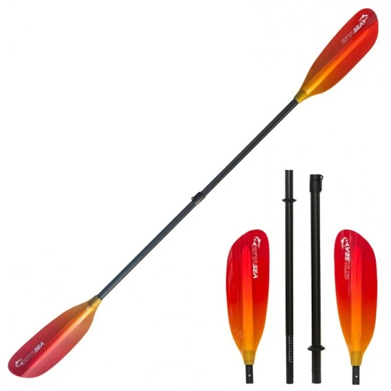 ExtaSea Pro Tour Carbon Vario Doppelpaddel | 220-240cm | 4-teilig | Red-yellow 3 ExtaSea Pro Tour Carbon Vario Doppelpaddel | 220-240cm | 4-teilig | Red-yellow